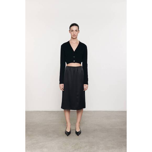 NEW ENZA COSTA cashmere cropped v-neck cardigan in black